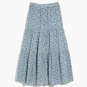Madewell Blue White Ditsy Floral Tiered Maxi Skirt